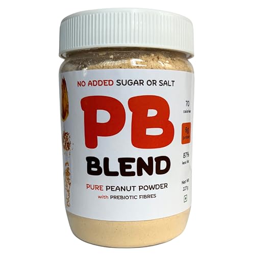 Image of PB Blend Pure Peanut Butter Powder 230gm, prepares 500gm spread, 100% Roasted Peanut Powder | 54g Protein, 9g Prebiotic Fibres & 87% Less Fat, No Added Sugar & Salt.