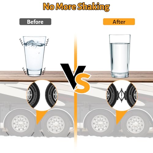 MYPIN Wohnwagen Radkeil Stabilisator 2 Sätze für RV Travel Trailer, mit 8 reflektierenden Streifen, robuster X-förmigen RV Stabilisator Radkeil Anti-Move Tire Radkeil