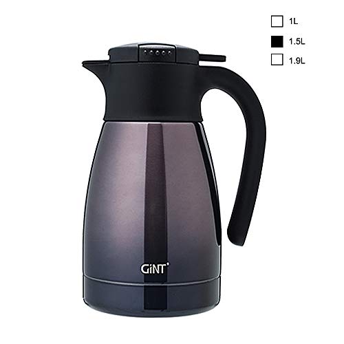 GiNT Stainless Steel Thermal Coffee Carafe with Lid/Double Walled Vacuum Thermos / 12