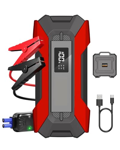 E-SMARTER Arrancador De Baterias De Coche, 5-in-1 Arrancador De Coches con Banco De Energía 20000 mAh, Luz LED, 2000A Arrancador De Coches Portatil para 12V Vehículos 8L Gasolina/ 6,5L De Diésel