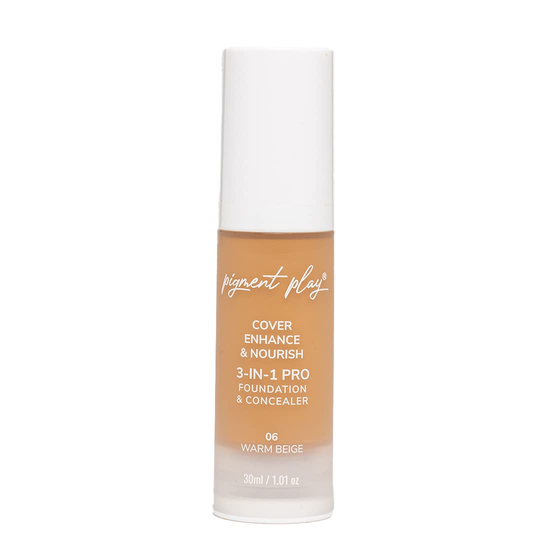 Pigment Play 3-In-1 Foundation & Concealer: Cover + Enhance + Nourish - 01 Light Natural (06 Warm Beige)