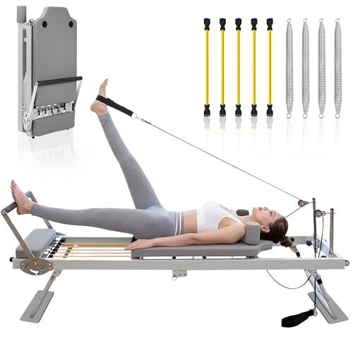 Cama de Pilates Reformer Profesional Máquina de Ejercicio para Hogar y Estudio, Ajustable Entrenamiento de Core y Rehabilitación (A)