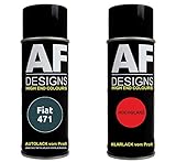 Auto Vernice Spray Set per Fiat 471 Blu Petrol MetallicBase Trasparente 2x400ml con vernice spray trasparente