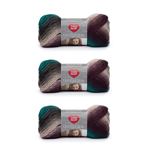 Image of Red Heart Boutique Unforgettable Tealberry Yarn - 3 Pack of 100g /3.5oz - Acrylic - 4 Medium (Worsted) - 270 Yards - Knitting /Crochet