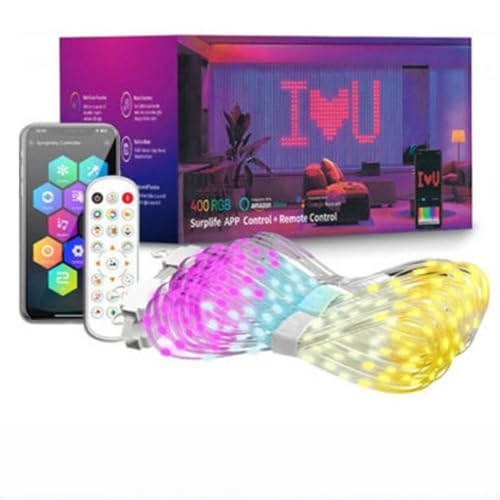 Image of Programmable Colorful Smart LED Window Hanging Curtain Lights, IP65 256 RGB LED APP Control DIY Text and Pattern Fairy Lights for Wedding Curtain Backdrop, Party, Xmas or Home Decor