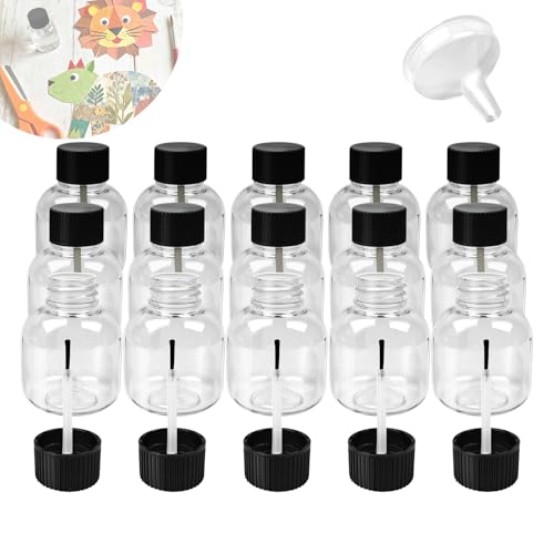 15Pc x 3.4oz Empty Glue Bottles with Brush Refillable Glue Jar with Brush Applicator for Arts and Crafts - Clear School Glues Bottles Bulk for Classroom & Craft Supplies with Funnel