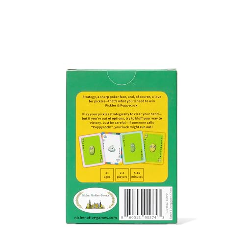 Pickles & Poppycock - A Game for Bluffers and Pickle Lovers - Pickle Gifts - Gifts for Pickle Lovers - Card Games for Adults and Kids - Funny Stocking Stuffer - 2-8 Players and Ages 8+