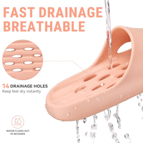 Image of Aoowoll Mens Shower Shoes With Holes Dry Quickly Bath Slippers Womens Non Slip Indoor Home Bedroom Pool Spa Guest College Dorm