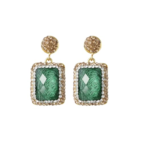 Big Chunky Crystal Drop Statement Earrings Large Vintage Rhinestone Stud Earrings Unique Handmade Geometric Rounded Button Trendy Bohemian Gemstone Earrings