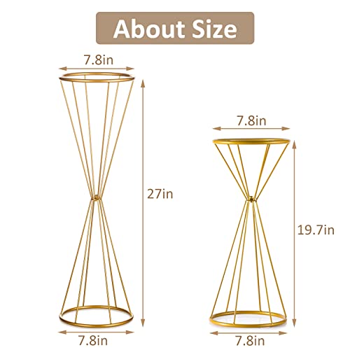 Sziqiqi Metallic Vase Centerpiece Stands Tall Centerpiece Risers 10pcs, Dual Coned, for Tabletop Flower Arrangement, Event Decoration, Creative Wedding Centerpieces 20inch Gold by Sziqiqi - Image 4