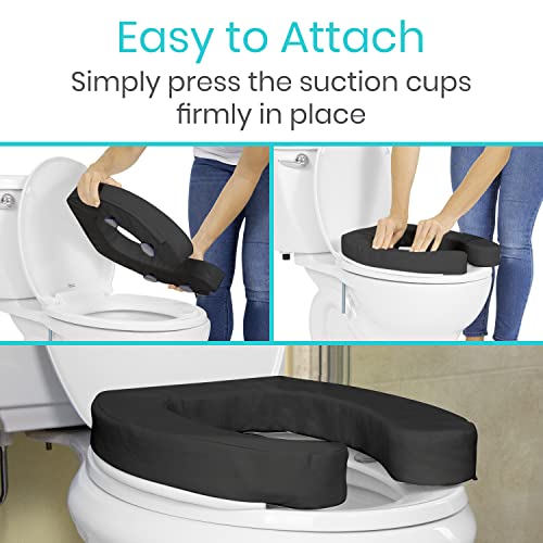 Vive Toilet Seat Cushion (Soft Cushioned Foam) - Easy Clean Padded Bathroom Attachment - Elongated, Standard Seats - Comfort Support Donut For Adults, Coccyx Tailbone Pain Relief (2" Cushioned Foam) #TOP7