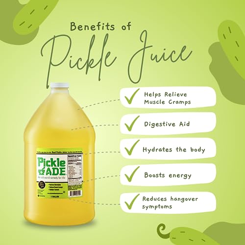 PickleAde Real Dill Pickle Juice with Turmeric, 1 Gallon (128 oz) | Muscle and Leg Cramp Relief | Bulk Size Pickle Juice Sports Drink | Electrolyte Replacement | Pickle Brine | Kosher Pickle Juice for Coctail Mixers, Pickling, Flavoring & Marinades - Thumbnail 3