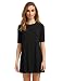 ROMWE Women's Short Sleeve Casual Loose Fit T-Shirt Tunic Dress Swing Dress Black S