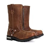 Hot Leathers BTM1001 Men's Rust Brown 11-inch Harness Motorcycle Leather Boots - 11