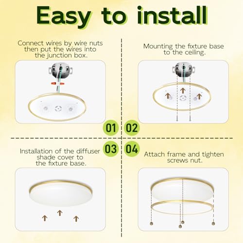 hykolity 32 Inch Oval LED Ceiling Light, 60W, 4000LM, 2700K/3000K/3500K/4000K/5000K Adjustable, Gold Finish Dimmable Flushmount Ceiling Light for Bedroom, Living Room by hykolity - Image 7