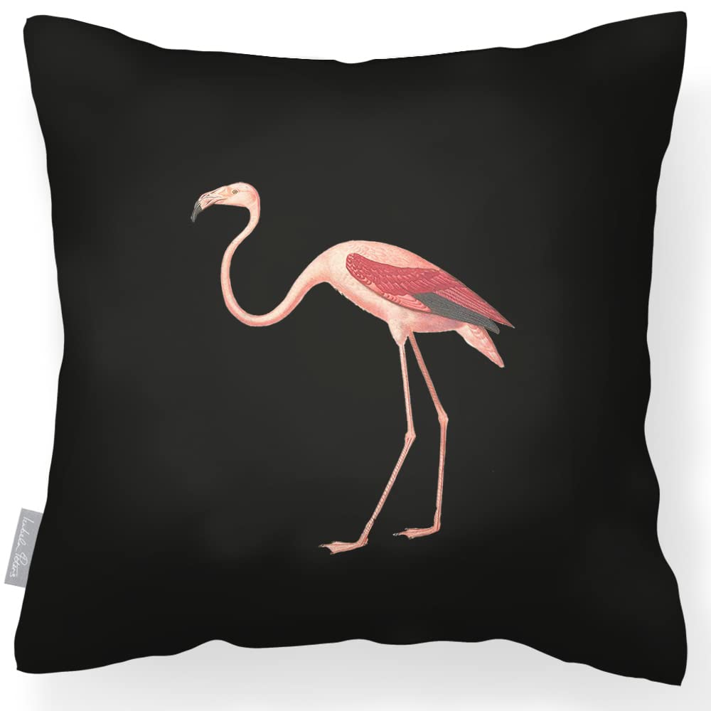 Izabela Peters Outdoor Cushions Waterproof, 43 cm, Filled Outdoor Cushion, Flamingo - Charcoal, Garden Furniture Cushions, Outdoor Seat Cushions, Garden Chair Cushions