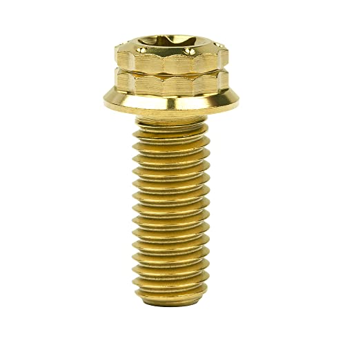 Image of Titanium Flange 12 Point Head M8 x15 20 25 30 35 40 45 50 55 60 65mm Screw Bolt Pack of 4 (M8x20mm, Gold)
