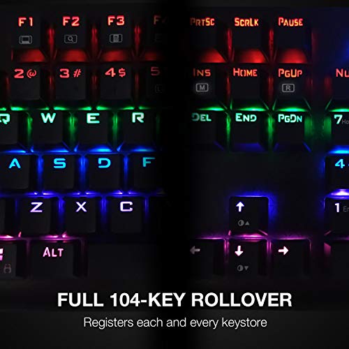 Mechanical Keyboard, E-Yooso K600 Led Rainbow Backlit Mechanical Gaming Keyboard 104 Key Gamers Keyboard Pc Computer Usb Wired Gaming Keyboard Brown Switches (Black) #TOP2