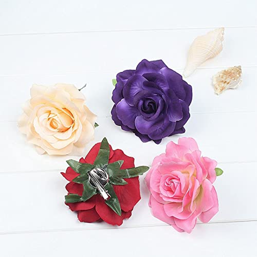 Ruitasa 2Pcs Hair Rose Flower Clips, Rose Brooch Floral Clips，Rose Flowers Hair Clips And Rose Hair Flower Clip,Hair Flowers Headpieces For Woman Girl Wedding Party（Pink) #TOP3