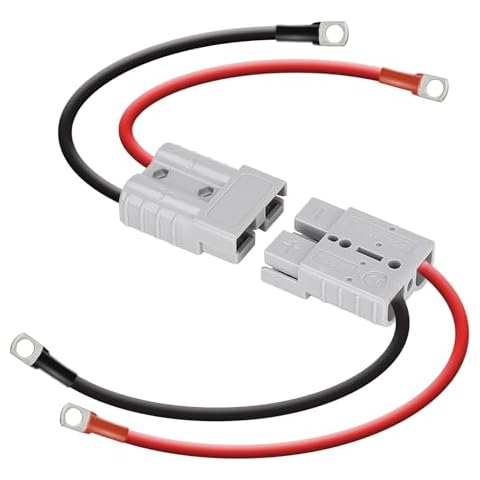 DC HOUSE Battery Connector 50A Kit, Plug 8 Guage 0.98ft Cables, Waterproof Quick Connectors for Lifepo4 Battery Power Transfer Cover
