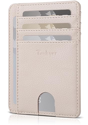 Image of Teskyer Slim Minimalist Wallet for Men, RFID Front Pocket Card Holder | Ultra Slim Front Pocket Design, 8 Card Slots, RFID Protection, Smooth Faux Leather for Everyday Carry