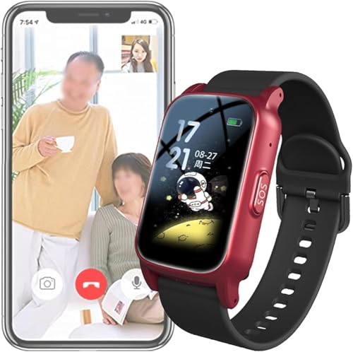 X&Z-XAOY Reloj Inteligente con Detección De Caídas con Videollamada HD,GPS, Recordatorio De Sedentarismo&IP67 Resistente Al Agua Dispositivos De Alerta De Caídas para Personas Mayores(Red)