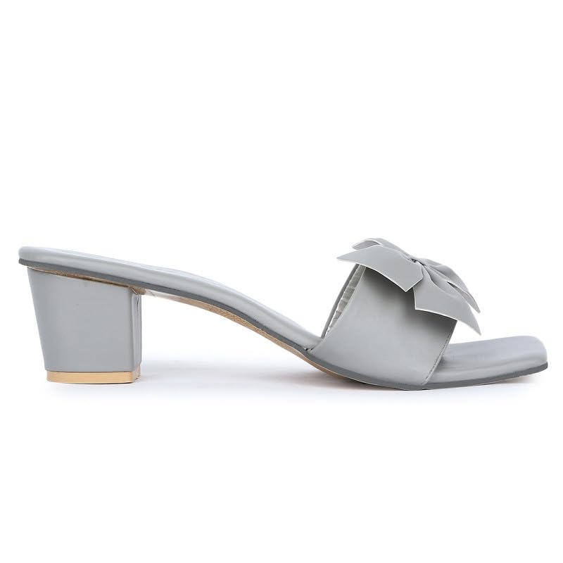 Image of Women's Stylish Block Heel Sandals with Bow Design - FK 516 BLUE HEEL A1 P
