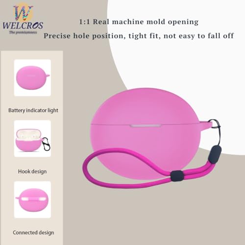 Image of WELCROS Soft Silicone Protective Case Cover for OnePlus Buds 4 (Lanyard Pink)
