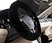 MLOVESIE Fluffy Wool Car Steering Wheel Cover Genuine Sheepskin Steering Wheels Interior Accessories for Women Anti-Slip Universal for 15 inch (Black)