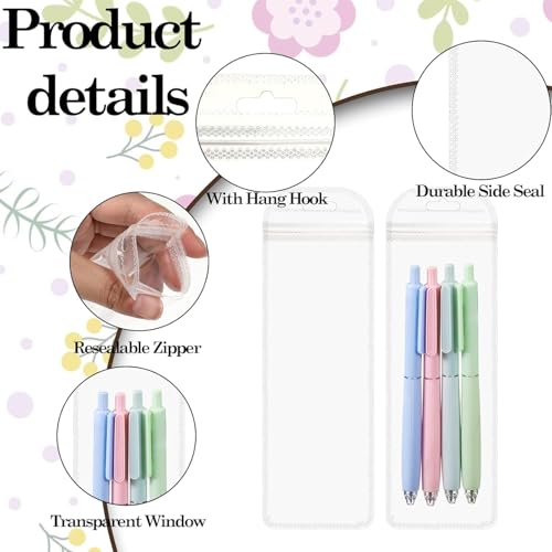 Image of 100 Pcs Beadable Pen Packaging Bags for Small Business, Clear Beaded Bag for Bead Pens, Zipper Smell Proof Storage Bags for Packaging Lipgloss, Jewelry, Cosmetic,Candy 2.75X8.66inch