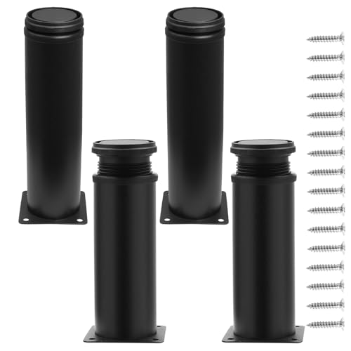 Jersvimc 12 Inch Adjustable Furniture Legs Set of 4 Black