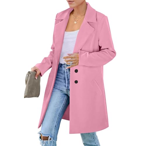 Genérico Abrigos De Invierno para Mujer Ropa Mujer De Tweed Trench Talla Grande Acolchada Cuero Chaquetón Invierno 2025 Nuevo 2#Rosa Fuerte XXXL