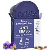 Arista Purple Shampoo Bar, Amla Fruit Powder, Purple Toner & Castor Oil, Moisturizing & Plastic Free Hair Soap, Sulfate Free Solid Shampoo Puck for Grey Hair
