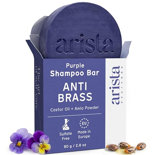 Arista Purple Shampoo Bar Amla Fruit Powder Purple Toner & Castor Oil Moisturizing & Plastic Free Hair Soap Sulfate Free Solid Shampoo Puck for Grey Hair
