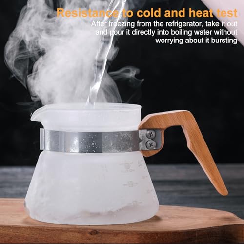Jarra de café de 400 ml tipo taza de medición con cuello de madera natural 6