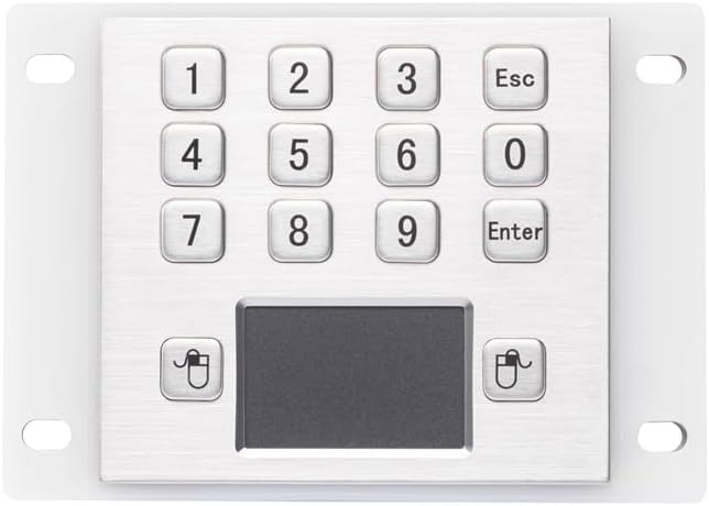 IP65 Waterproof 12-Key Rugged Metal Numeric Keypad with Built-in Touchpad for Harsh Environments