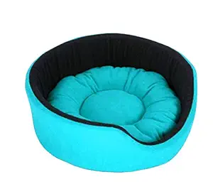 Pawsome Luxurious Soft Polyester Dog/Cat Bed (Sky Blue, Small)