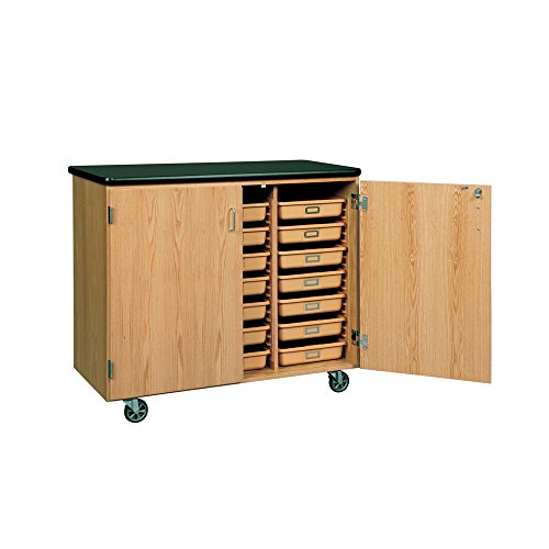Diversified Woodcrafts 4751K Solid Oak Wood Mobile Tote Tray Storage Cabinet, Plastic Laminate Top, 500 pounds Capacity, 48" Width x 41-1/2" Height x 24" Depth