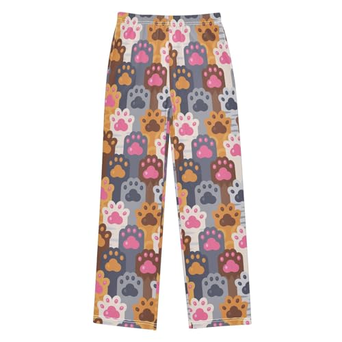 Colorful Cat Paw Print Pattern Boys Pants for Kids Jogger Pants with Pockets S-XL