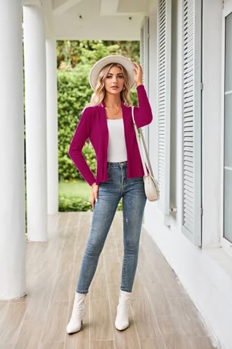 Image of GRACE KARIN Women's Lightweight Peplum Cardigan Sweaters Open Front Cropped Cardigan Long Sleeve Trendy Summer Knit Tops