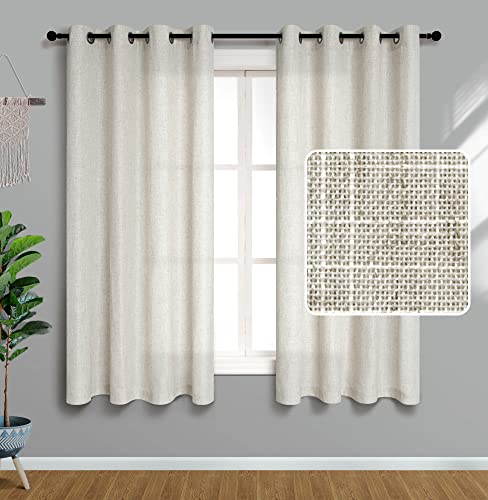 Pitalk Flax Linen Curtains 54 Inch Length for Kitchen 2 Panels Set Grommet Rustic Country Semi Opaque Sheer Short Curtains for Small Windows Burlap Farmhouse Bedroom Decor 52x54 Inches Long by Pitalk - Used condition - US$10.61