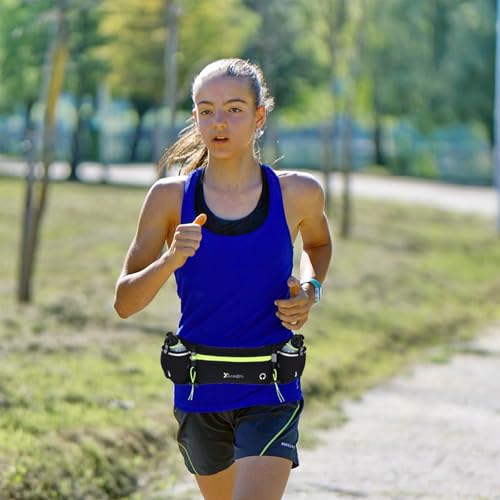 Gurxi 1 Trinkgürtel Laufen Hydration Band mit Wasser Flaschen (2 x 175 ml), Laufgürtel Gürteltasche Reflektierend Hüfttasche Bauchtasche Sport für Outdoor Jogging & Lang-Lauf Zubehör