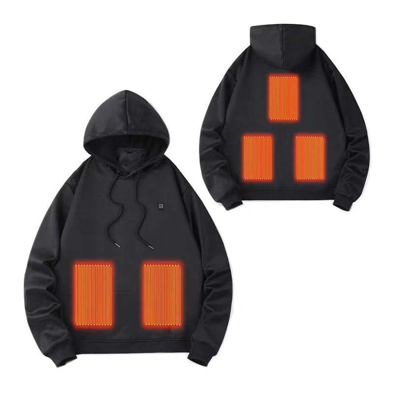 Betivan Heated Hoodie For Men, Electric Heating Sweatshirt With Fleece Lining, Winter Thermal Pullover Sweater 4 Control 29 Zone Heating Outdoor Activities