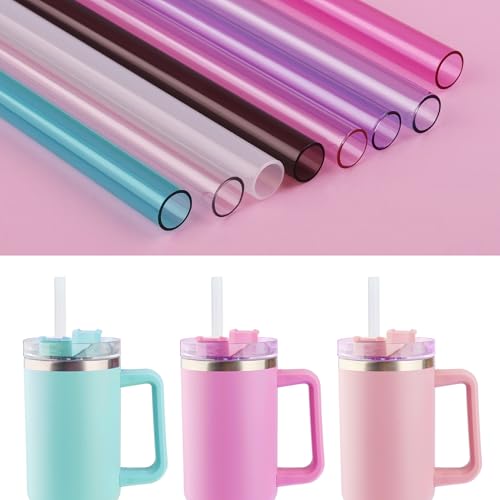 Image of Replacement Straw Compatible with 40 oz Stanley Quencher Tumbler, 12 Inch Extra Long Reusable Plastic Straws for 40 Oz Cup, White-6 Pack