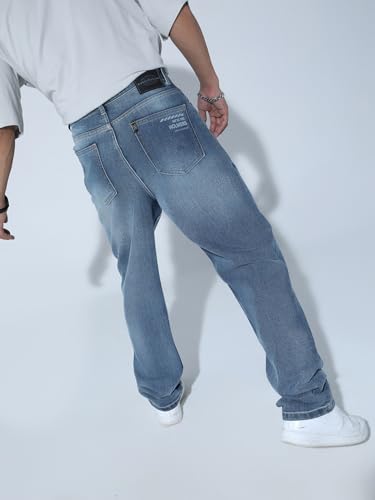 Image of Hubberholme Men Blue Cotton Straight Fit Casual Jeans
