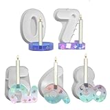 EBKCQ DIY Zahlen Kerzenständer 5 Stück Gießformen Silikon, Silikonform Kerzenhalter, 3D Kerzenforme, Silikonformen Epoxidharz für Beton Kerzenständer Tablett Dekoration