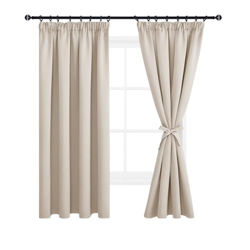 DWCN Blackout Curtains for Bedroom Thermal Insulated Room Darkening Pencil Pleat Window Curtains for Living Room 55 x 69 inch Length