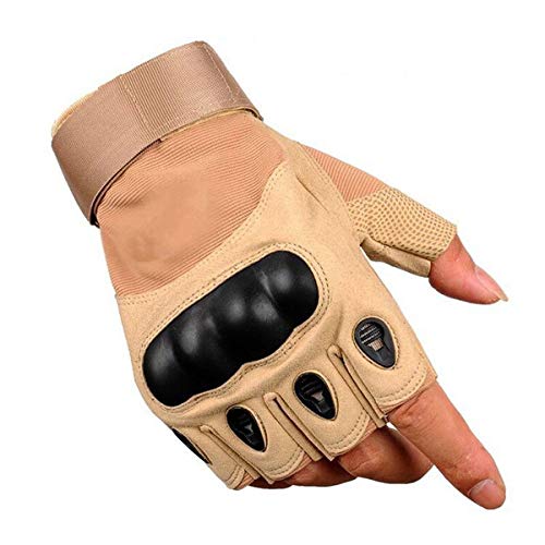 Brats N Beauty® Tactical Hard Knuckle Half Finger Gloves Men's Army Military Combat Hunting Shooting Airsoft Paintball Police Duty-Fingerless Skin Color