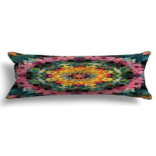 Chinese Style Zipped Body Pillow Case Cover,Watercolor Portuguese Abstract Damask Decorative Rectangle Accent Long Body Pillowcase 20x59in Mother's Day Birthday Gifts Christmas for Women Girl Mom