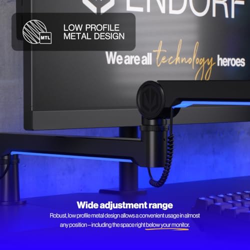 ENDORFY Broadcast Low Profile RGB Boom Arm, Premium Low Profile Microphone Smartphone and Light Arm with Cable - Image 2